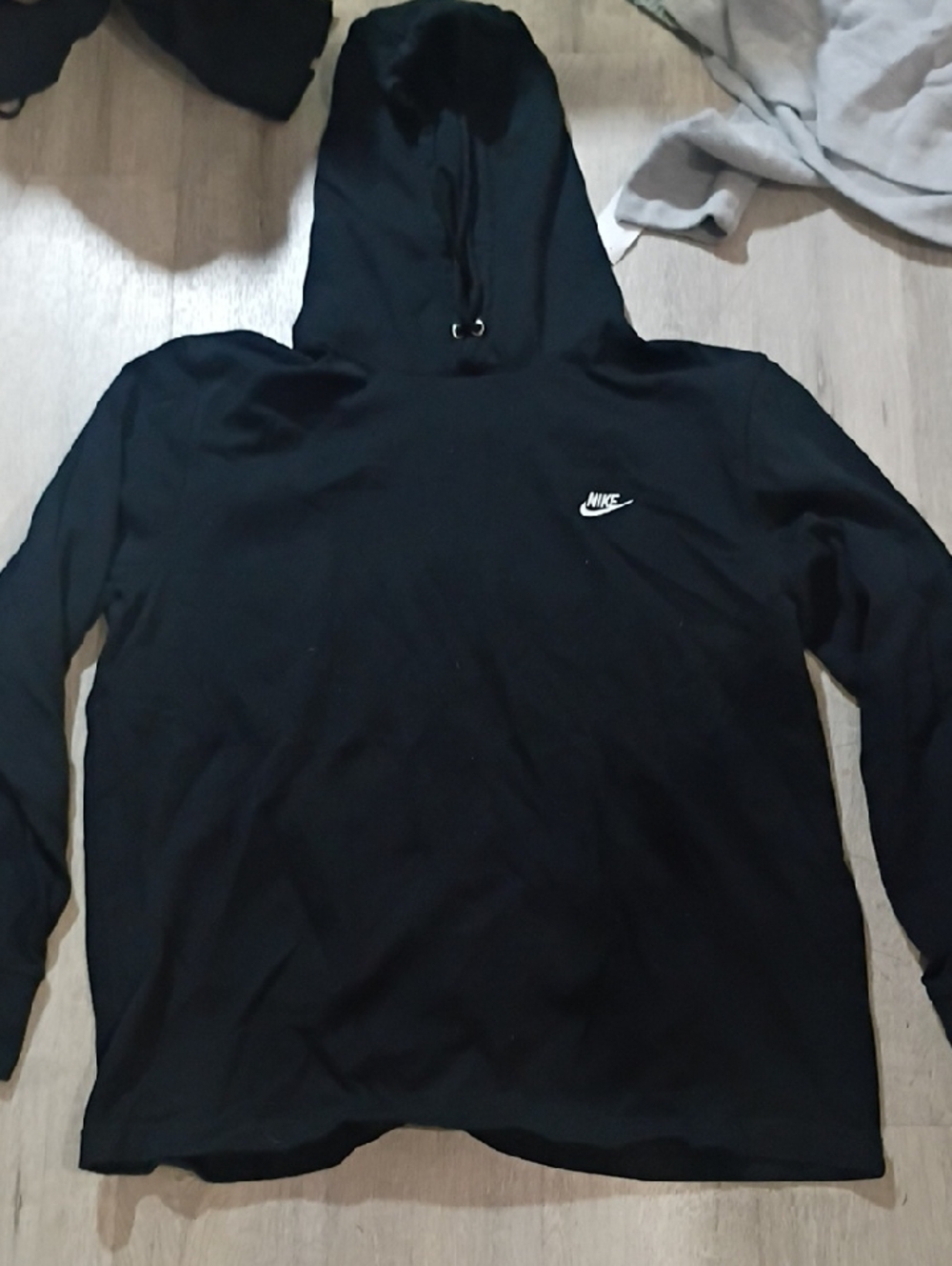 Nike Black Hoodie with White Swoosh Chest Logo